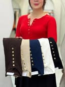 بلوز یقه گرد جلودکمه سارینا